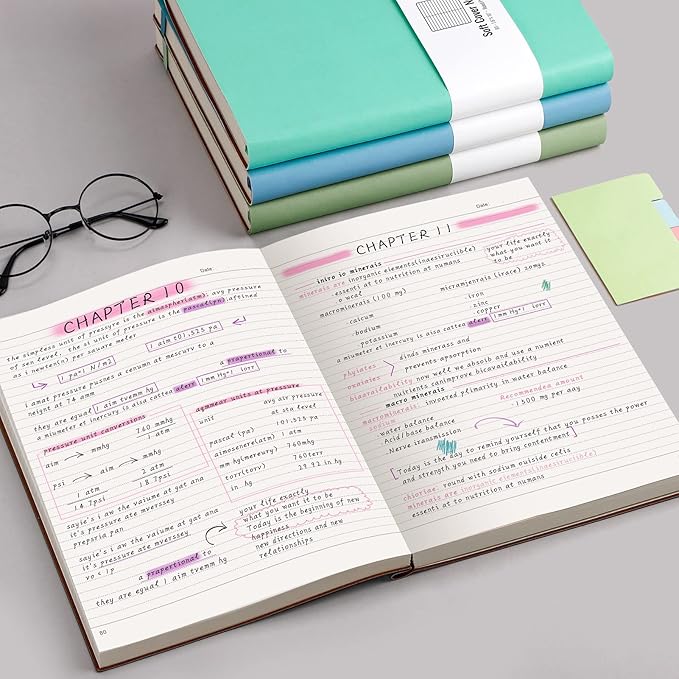 AHGXG College Ruled Notebook A4-320 Pages Large Journal 8.5''×11'', Thick Notebooks for Note Taking, 100gsm Thick Paper, Leather Softcover, for Women Men - Purple