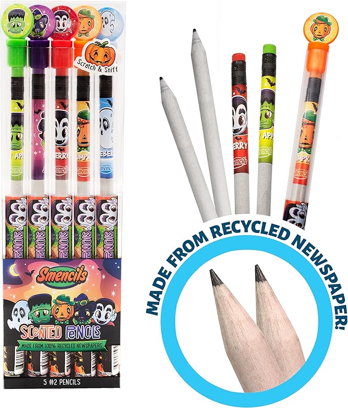 Halloween Smencils - HB #2 Patented Gourmet Scented Pencils, 5 Count, Gifts for Kids, School Supplies, Classroom Rewards