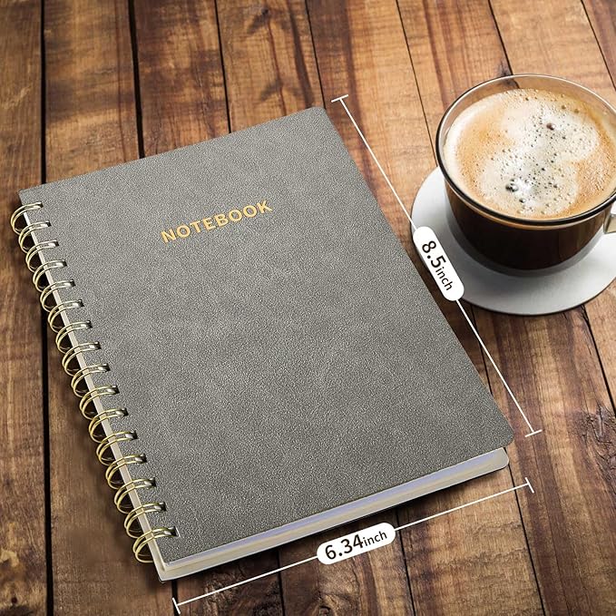 Spiral Notebook College Ruled Soft Cover Suede Aesthetic Note book 160 Pages 8.5" x 6.34" For Work Note taking,Journals For Writing School Office With Double-Sided Pocket,100GSM Thick Paper