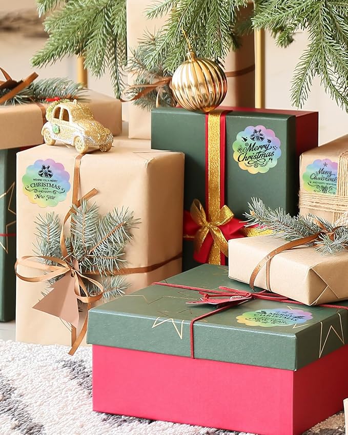 Phomemo 2” Wavy Circle Thermal Label, Self-Adhesive Direct Sticker Labels, Thermal Printer Label for Logo Design, Name Tag, Thanks Card, Address, QR Code, 500 Labels/Roll, Gradient