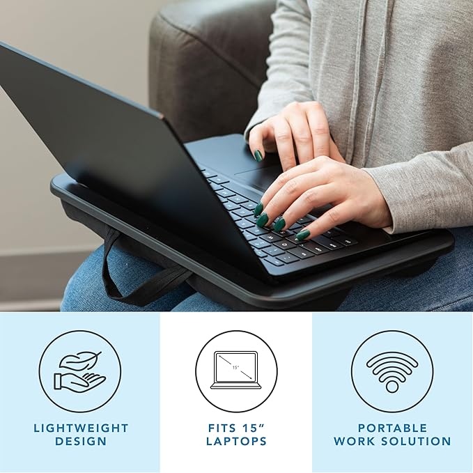 LAPGEAR Compact Lap Desk - Black - Fits up to 15 Inch Laptops - Style No. 43108