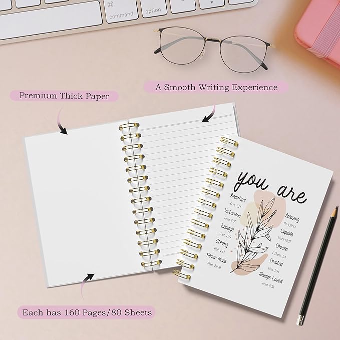Inspirational Christian Notebook - Christian Gifts Journal, Daily Prayer Journal, Spiral Bible Notebook, Christian Gifts Journal, Spiritual Journal for Women, 5.5x8.3 Inches