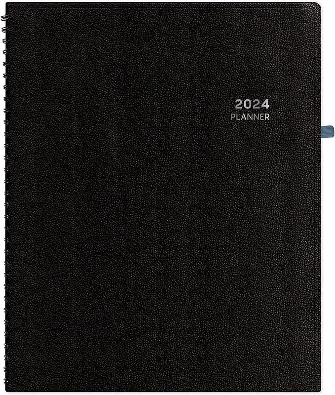 Blue Sky Aligned 2024 Weekly and Monthly Vertical Appointment Planner, 8.25" x 11", Heavyweight Cover, Semi Concealed Wirebound, Black (143590-24)