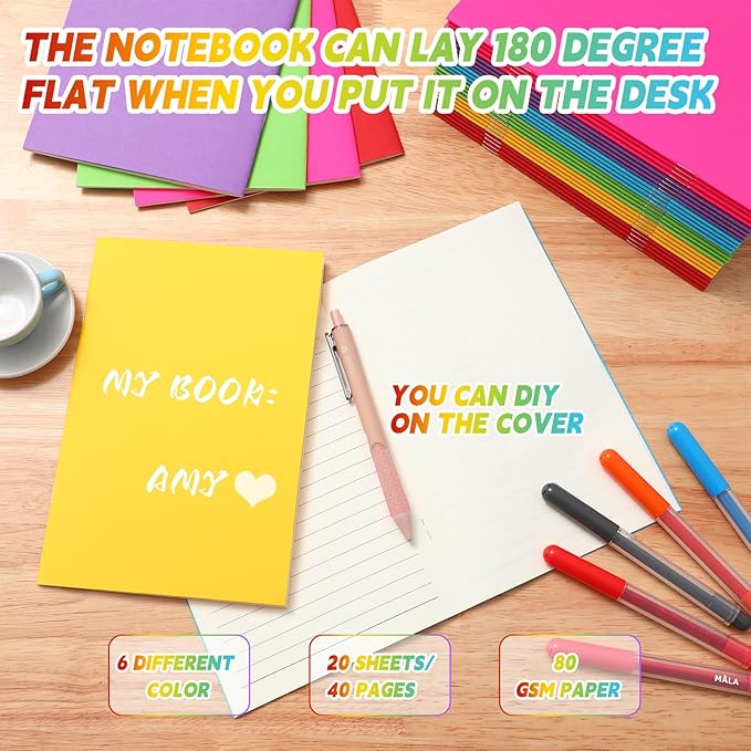 Gueevin 60 Pcs Blank Books for Kids to Write Stories Bulk Composition Notebooks Colorful Soft Cover Notebooks for Drawing Ruled Lined Journals Sketching Kindergarten Easter Gift (Classic Colors)