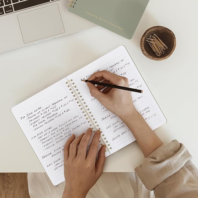 Aesthetic Spiral Notebook Set of 2 For Women and Men - Cute College Ruled 8x6 Bible Study Journal/Notebook with Pockets And Lined Pages - Perfect A5 Supplies to Stay Organized at Work or School