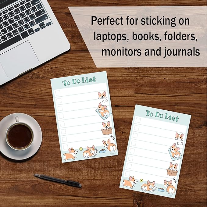 Cute Welsh Corgi Sticky to Do List | Funny Kawaii Corgi Butt Humor Notebook Notepad Note Card | Corgi Lover Gift| 50 Pages 4x6