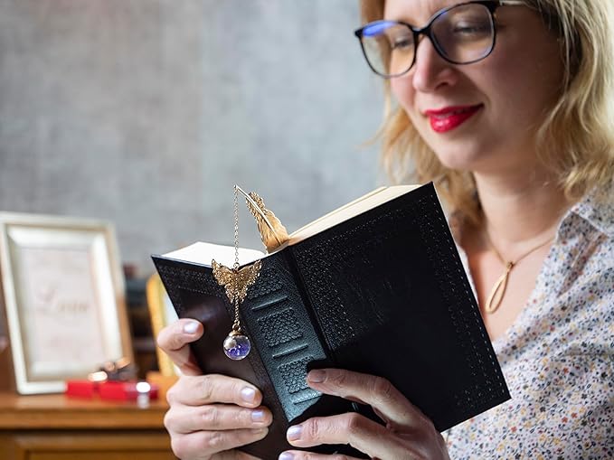 Toirxarn Gold Feather Bookmark with Butterfly Charm - Elegant Bookmarks for Women, Book Lovers Gifts, Book Marker for Reading, Teacher Appreciation Gifts, Stocking Stuffers, Unique Birthday Gifts