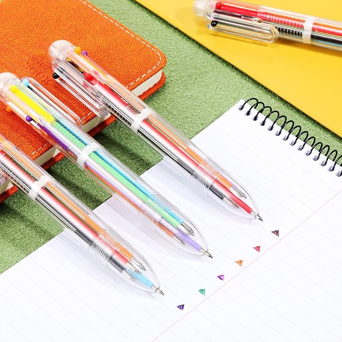 Handepo 60 Pcs 6 in 1 Multicolor Ballpoint Pen Bulk 0.5 mm 6 Color Retractable Ballpoint Pack Colorful Ink Rainbow Pen Supplies Party Favors for Office School Teacher Gift Carnival Reward