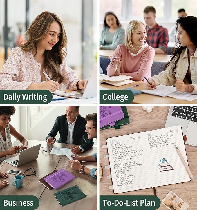 Lined Journal Notebook for Women Men, A4 Hardcover Leather Journals for Writing, 200 Pages Thick Paper, Daily Journal Notebook for Work, School, Note Taking, Business, Travel, College Ruled