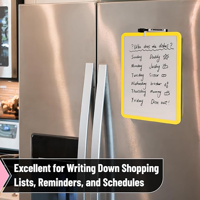 Mr. Pen Mini Dry Erase Board - Small Whiteboard for Kids & Students - 14' x 11' Black Dry Erase Marker Included - Yellow Frame