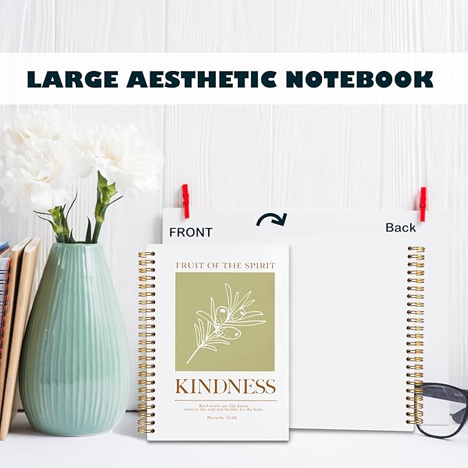 BearCake Bible Notebooks for Note Taking,Bible Journaling Notebook,Christian Notebook Journal,Fruit of the Spirit Kindness Christian Gifts for Women,Spiral Notebook 5.5x8.3