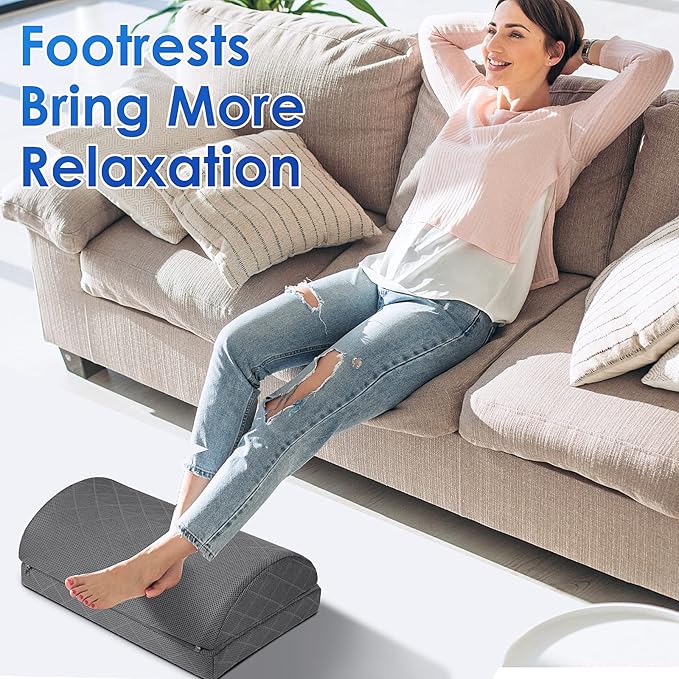 Foot Rest,Desk & Gaming Accessories,Foot Rest for Under Desk at Work,Comfortable Footrest with 2 Adjustable Heights & Removable Cover, Office Desk Accessories(Gray-19.7 in)