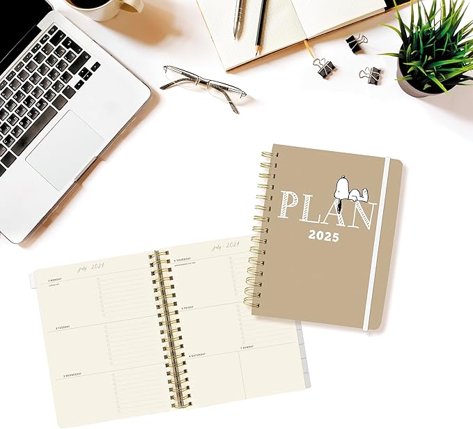 18 Month Hardbound Spiral Planner by Graphique, Jul. 2024 – Dec. 2025 Calendar, Weekly and Monthly Spreads, Page Tabs, Reminder Stickers, 6” x 8”