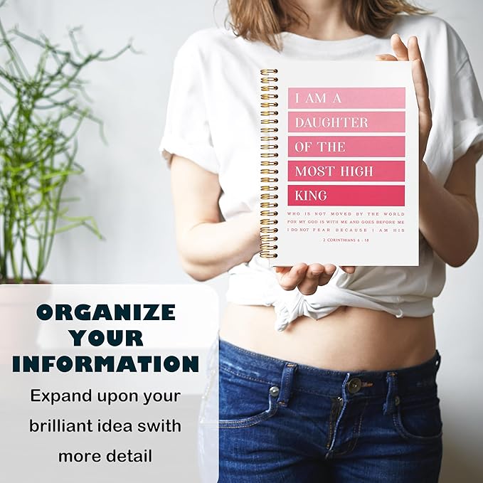 BearCake Pink Christian Notebook Journal - I am Daughter of the Most High King, Christian Gifts for Women, Bible Notebooks for Note Taking, Bible Journaling Notebook, Hardcover Spiral Notebook 5.5x8.3