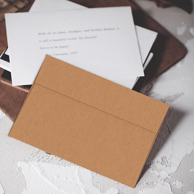A7 Brown Kraft Envelopes Self Seal 100 Pack 120 GSM,Goefun Printable 5x7 Envelopes for Invitation, Mailing, Weddings, Business, Birthday, Photos, Documents and DIY Cards