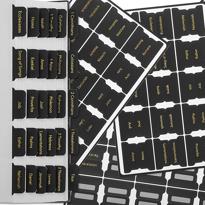 Mr. Pen- Bible Tabs, 75 Tabs, Black with Gold Foil Lettering, Laminated Bible Tabs for Women and Men, Bible Tabs for Study Bible Index Tabs, Bible Book Tabs, Bible Labels Tabs, Mr Pen Bible Tabs