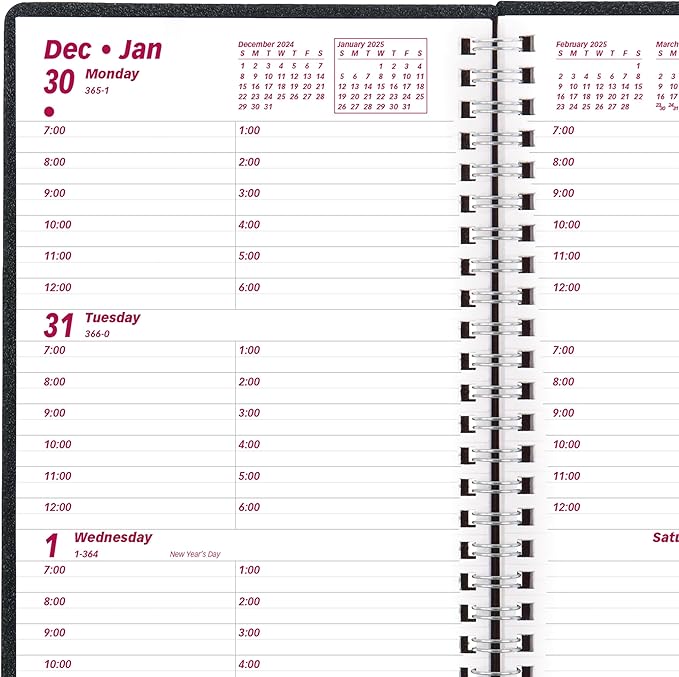 Brownline® 2025 DuraFlex Weekly Planner, Appointment Book, 12 Months, January to December, Twin-Wire Binding, 8" x 5", Black (CB75V.BLK-25)