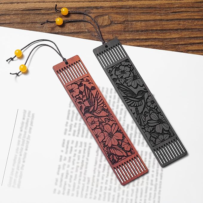 Wood Hummingbird Bookmark Gifts,Aesthetic Bookmarks Book Marks for Reading Women, Gifts for Bird Lovers (Hollow Hummingbird)