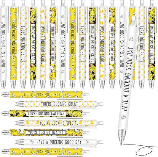 Jetec 60 Pcs Duck Pens Gifts Inspirational Cute Ballpoint Pens Bulk Motivational Employee Appreciation Gifts Black Ink for Duck Lovers Thank You Coworkers
