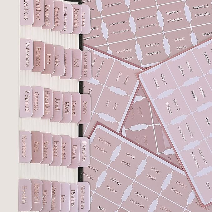 Mr. Pen- Bible Tabs, 75 Tabs, Pink Shades, Laminated Bible Tabs for Women and Men, Bible Tabs for Study Bible, Bible Index Tabs, Bible Book Tabs, Bible Labels Tabs, Mr Pen Bible Tabs