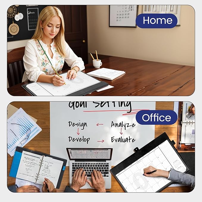 Desk Calendar 2025-2026,24 Month Wall Calendar from Jan 2025-Dec 2026, Large Desk Calendar 17" x 12" with To-Do Lists, Leather Desk Pad Calendar with PVC Cover for Home School and Office,Black