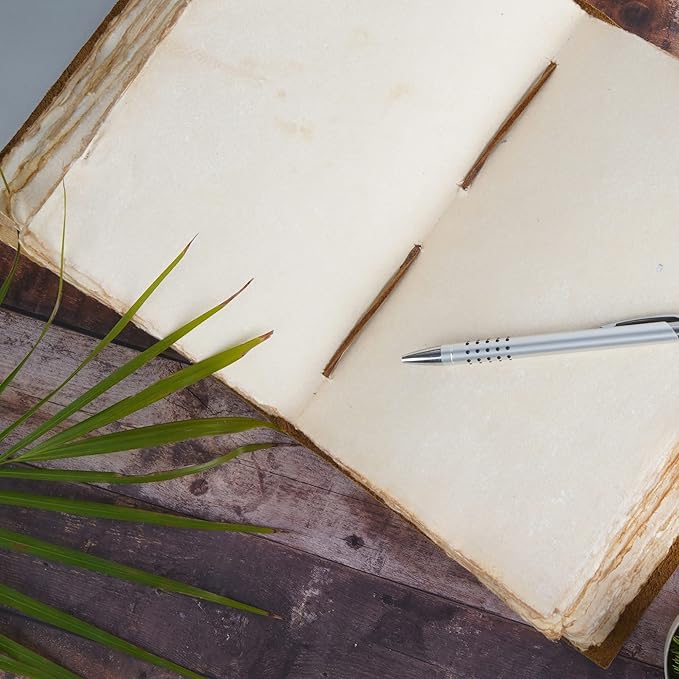 LEATHER VILLAGE Leather Bound Vintage Journal for Women & Men - Book of Shadows - Lock Closure - 200 Pages of Antique Deckle Edges Handmade Paper - Rustic Brown Color - 13 X 8 (A4) inches