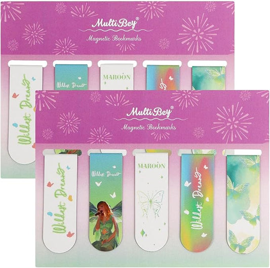 10Pcs Magnetic Bookmarks T-S Bookmarks Page Markers for Fans Readers, Women, Men, Book Lovers, Students Teachers, Funny Office Supplies Stationery Gifts Used in Office, School, Home (Green)