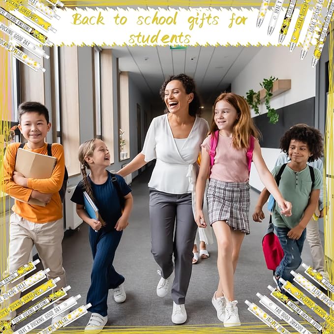 Jetec 60 Pcs Duck Pens Gifts Inspirational Cute Ballpoint Pens Bulk Motivational Employee Appreciation Gifts Black Ink for Duck Lovers Thank You Coworkers