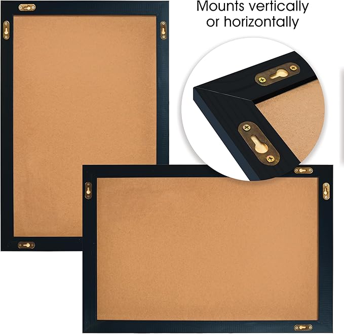 Magnetic Wall Chalkboard, Extra Large Size 20" x 30", Wood Frame, Chalkboard Sign, Vertical or Horizontal Wall Mount, Includes 4 Chalk Markers, Chalk & Eraser, by Better Office Products (Solid Black)