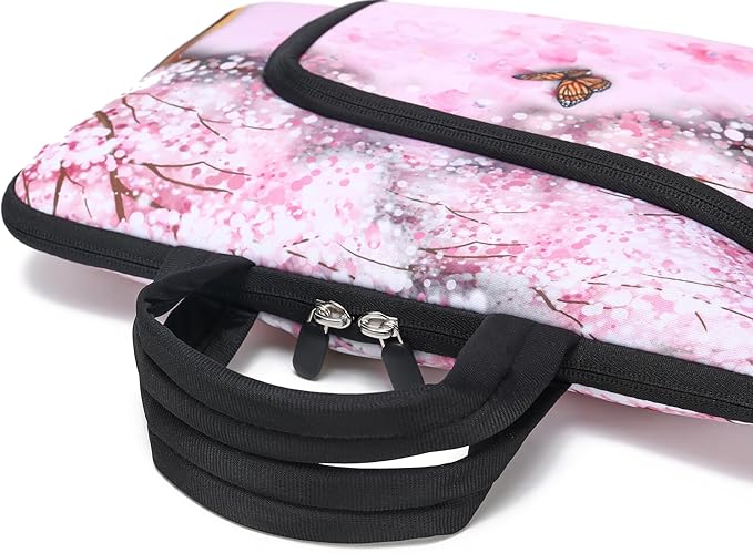 11.6 12 12.5 inch Laptop Sleeve Chromebook Case Ultrabook Case Notebook Sleeve Tablet Case Neoprene Handle Sleeve for Men Women, Two Pockets Fit Apple MacBook Air Samsung Acer HP DELL (Cherry Blossom)
