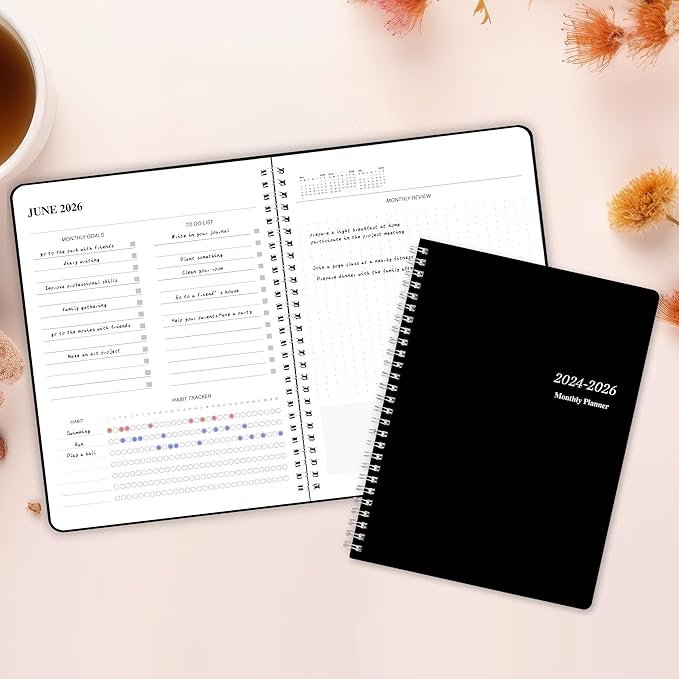 TREES Monthly Planner 2024-2026, Calendar Planner 7.4"x9.4" Time Management Personal Organizer with Monthly Goals, To-Do List, Habit Tracker, 24 Months for Planning