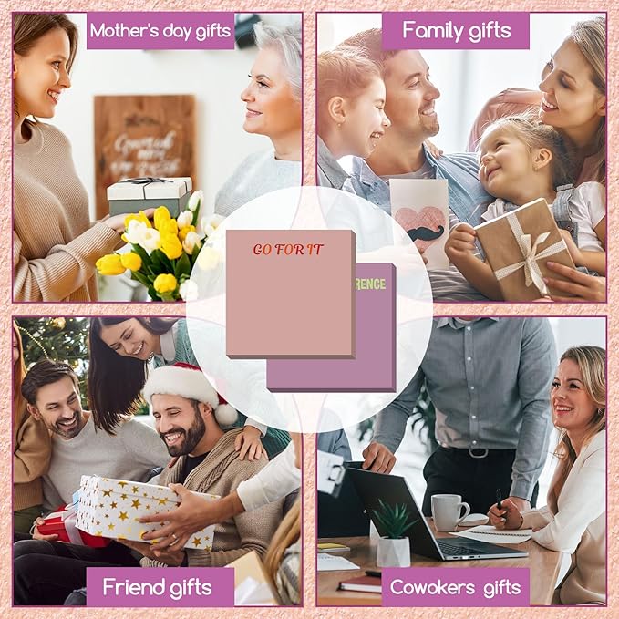 Yinder 24 Pcs Inspirational Sticky Notes with Lines Cute Motivational Sticky Notes Pad Employee Appreciation Gifts Bulk for Teacher Nurse Coworkers Office Supplies 3 x 3''(Morandi Color,Motivational)