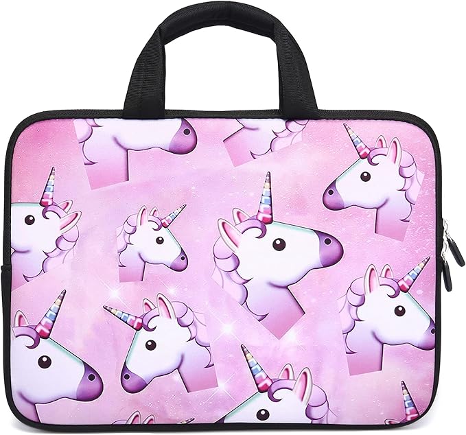 11 11.6 12 12.1 12.5 inch Laptop Carrying Bag Chromebook Case Notebook Ultrabook Bag Tablet Cover Neoprene Sleeve for Apple MacBook Air Samsung Google Acer HP DELL Lenovo Asus (Pink Unicorn)