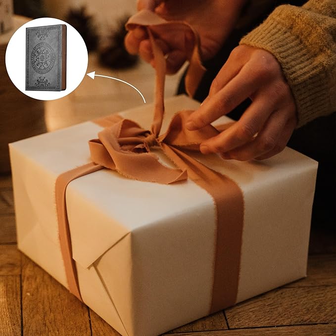 CAGIE Leather Vintage Journal for Men Soft Cover Lined Pages Notebook 180 Lay Flat for Writing Travel Diary, 5.7'' x 8.3'', Grey