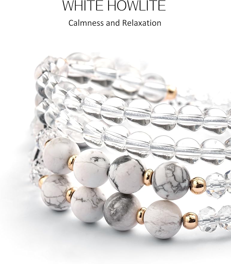 Lanyards for ID Badges and Keys,Natural Stone Beaded Teacher Lanyard for Women,Retractable Lanyard with ID Holder Cute Lanyards for Teachers(White)