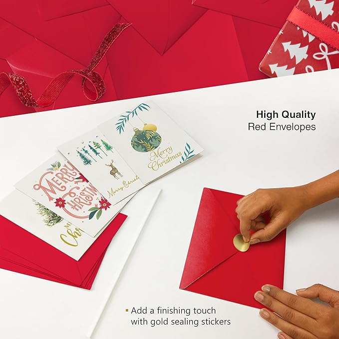 Dessie 30 Unique Christmas Cards with Envelopes 4x6 and Gold Sealing Stickers. Short Greetings Inside. Boxed Christmas Cards and Happy Holiday Greeting Cards Set.