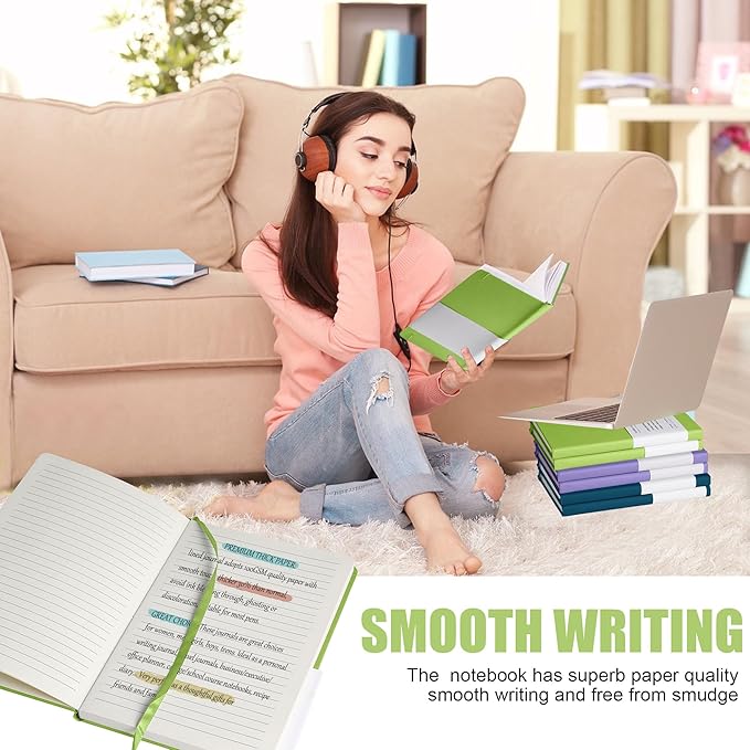 Lined Journal Notebook, (Grass Green), 160 Pages, Medium 5.7 inches x 8 inches - 100 gsm Thick Paper, Hardcover