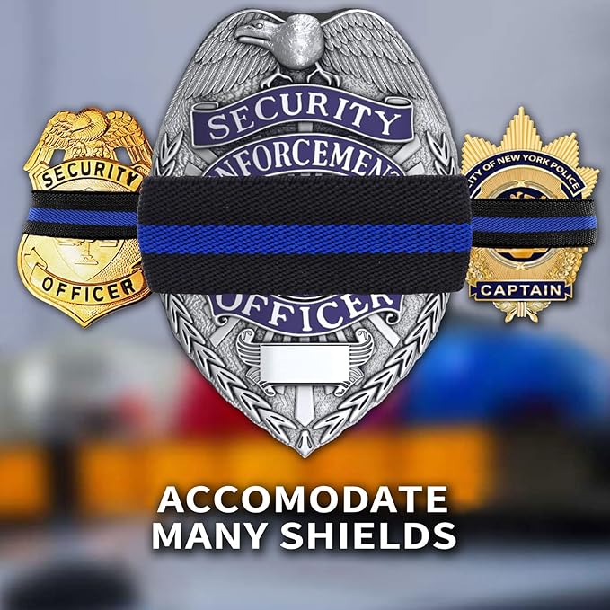CREATRILL 30 Pack Thin Blue Line Police Mourning Band Stripe Police Officer Badge Shield Funeral Honor Guard Straps for Badge Size of 2.4" to 4"