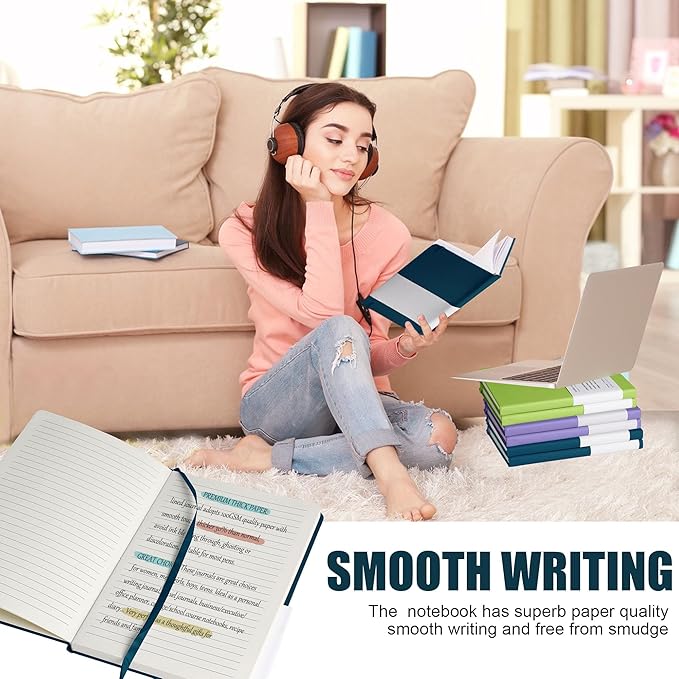 Lined Journal Notebook, (Turquoise), 160 Pages, Medium 5.7 inches x 8 inches - 100 gsm Thick Paper, Hardcover