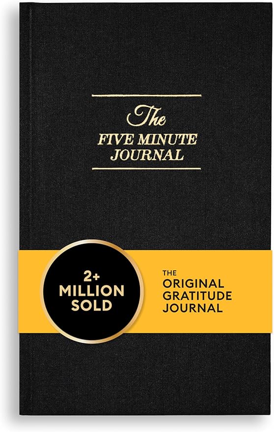 Intelligent Change The Five Minute Journal, Original Daily Gratitude Journal 2025, Reflection & Manifestation Journal for Mindfulness, Undated Daily Journal with Gold Foiling, Plastic-Free, Black