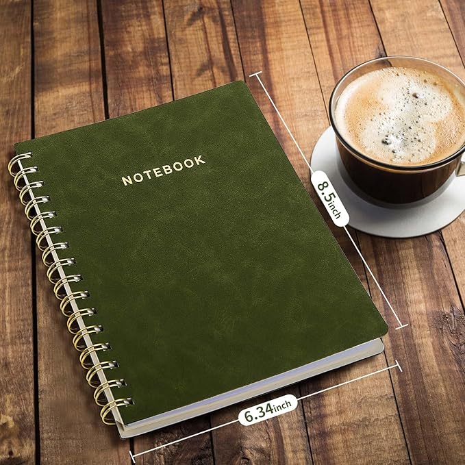 Spiral Notebook College Ruled Soft Cover Suede Aesthetic Note book 160 Pages 8.5" x 6.34" For Work Note taking,Journals For Writing School Office With Double-Sided Pocket,100GSM Thick Paper