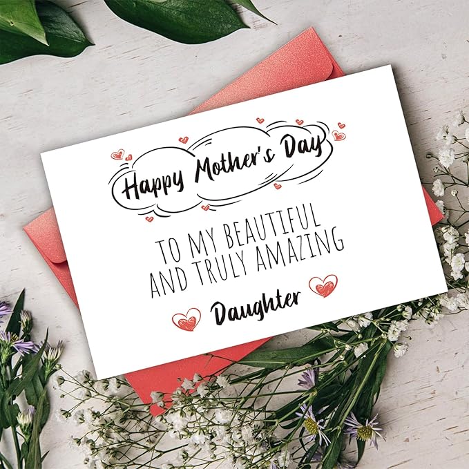 Cute Mother’s Day Card for Daughter, 1st Mothers Day Card for Daughter, Funny Mothers Day Gift from Mom, Mother's Day Card To Beautiful And Truly Amazing Daughter