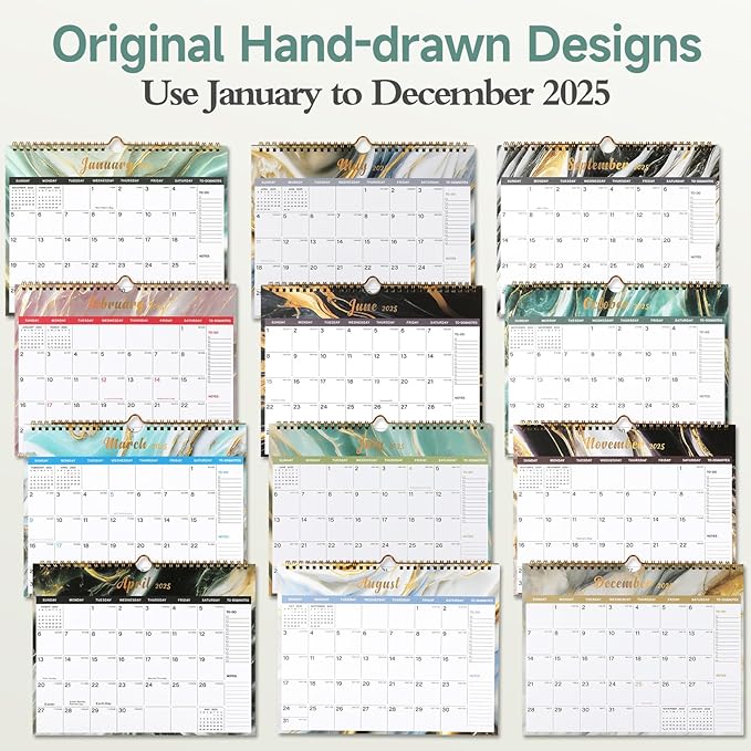 Lbylyhxc 2024-2025 Calendar - Includes July 2024 to December 2025-18 Monthly Wall Calendar 2024-2025, 11 x 8.5 Inches.Thick Paper with Julian Dates and Block for New Year and Christmas Presents (2024-2025 wall calendar veins)