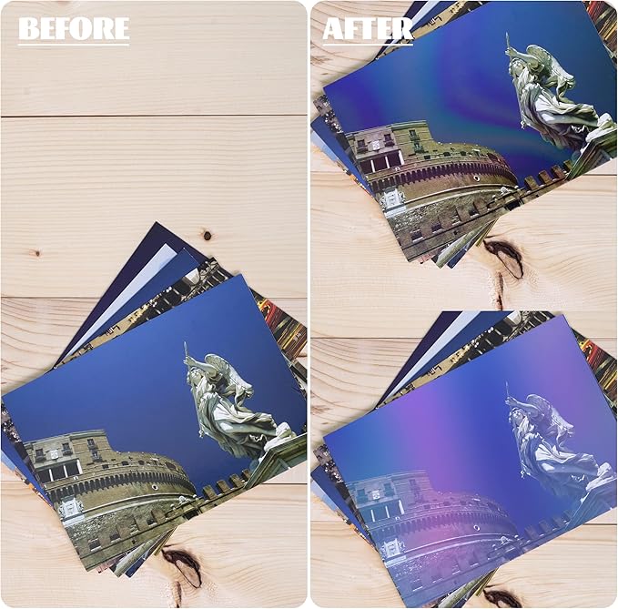 Bylion Transparent Holographic Overlay Lamination Vinyl A4 Size Self-Adhesive Laminate Waterproof Vinyl Sticker Paper, 20 Sheets 8.25 x 11.7 Inches