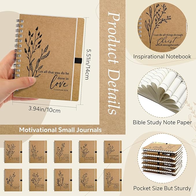 200 Pcs Bible Verse Spiral Notebook with Bamboo Christian Ballpoint Pens Aesthetic Religious Notepads Inspirational Journals Easter Christian Gifts for Women Men Office (Special Style)