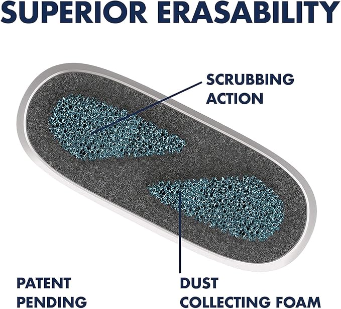 Quartet White Board Dry Erase Board Eraser, 6" x 2-3/8", Premium Max Clean for Dry Erase Markers, Includes Magnetic Caddy Holder, Home School Supplies & Home Office Accessories, Silver (DFEB5)