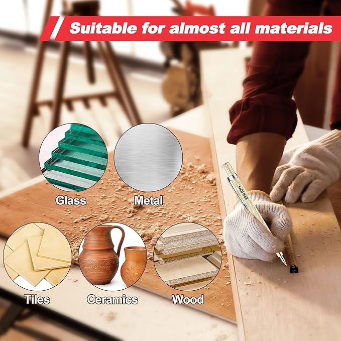 Enhon 6PCS Carpenters Pencils Mechanical Pencil Set with 24 Refills and Carbide Scriber Tool, Deep Hole Woodworking Pencils Joiners Pencil Carpenter Tools with Sharpener for Architect Construction