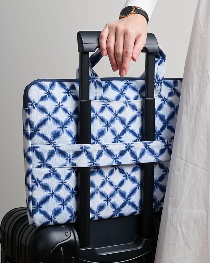 Maison d'Hermine Laptop Bag Upto 15.6 inch Stain and Water Repellent Cotton Canvas - Shibori
