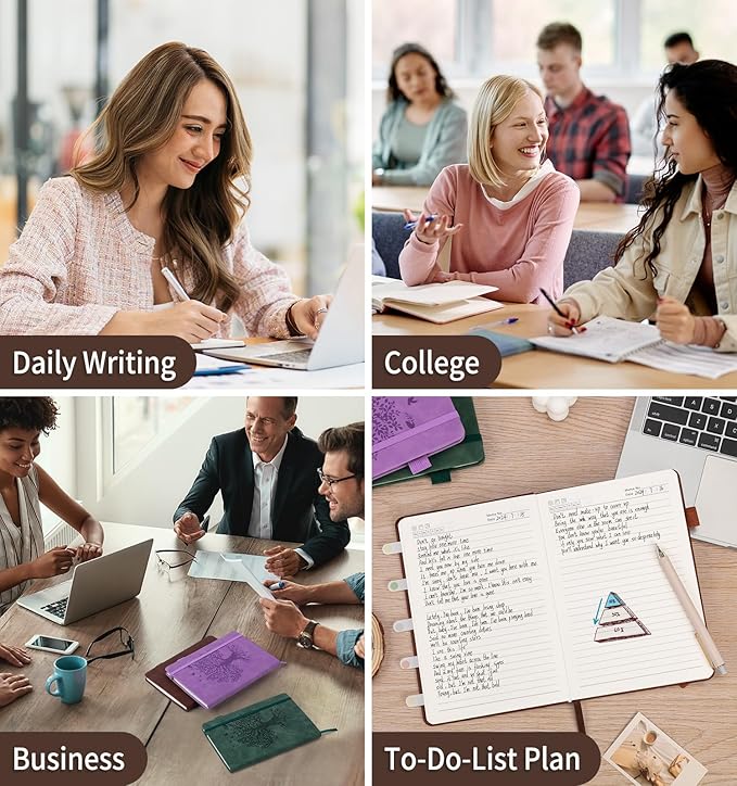 Lined Journal Notebook for Women Men, A4 Hardcover Leather Journals for Writing, 200 Pages Thick Paper, Daily Journal Notebook for Work, School, Note Taking, Business, Travel, College Ruled