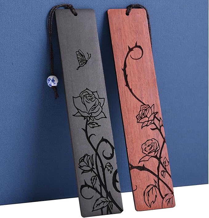 Cute Bookmarks for Women, Pretty Flower Bookmarks Rose Wooden Book Markers for Women, Bookish Gifts (Rose)